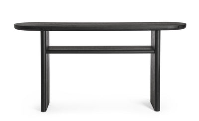 Consola (Negra) Tablero Oval Estructura De Madera