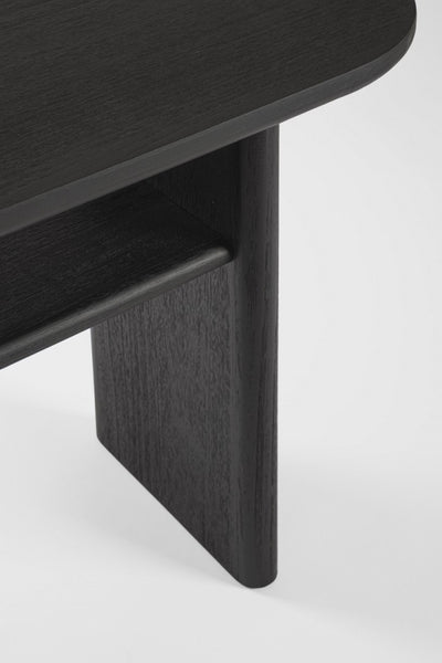 Consola (Negra) Tablero Oval Estructura De Madera