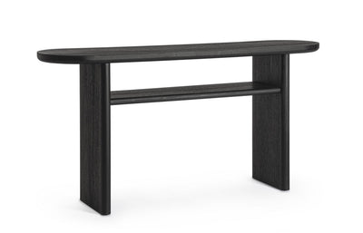 Consola (Negra) Tablero Oval Estructura De Madera