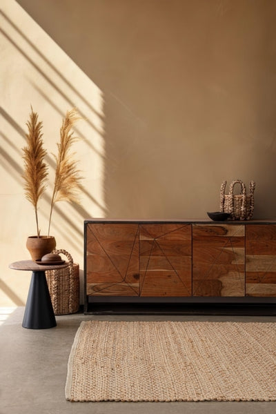 Mesa Auxiliar Tablero Madera Acacia Estructura De Metal