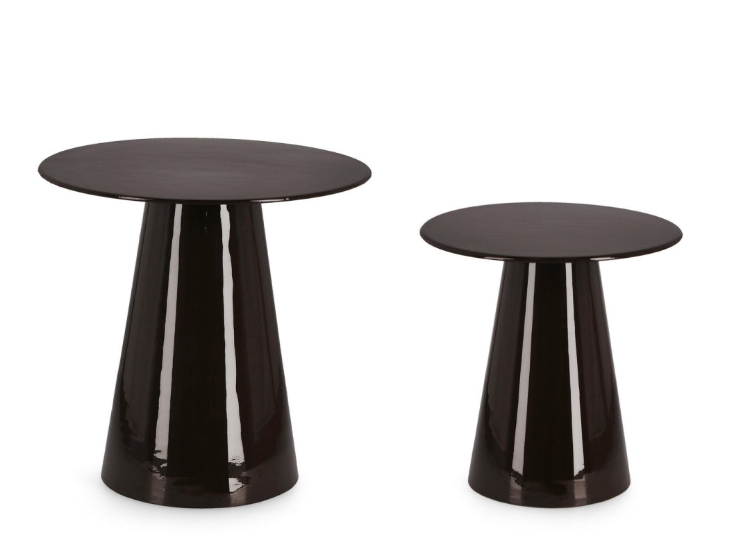 Set De 2 Mesas Auxiliares (Negro) Estructura De Metal