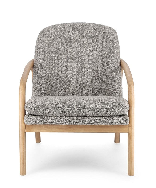 Sillón Tapiz Poliéster Gris Patas De Madera
