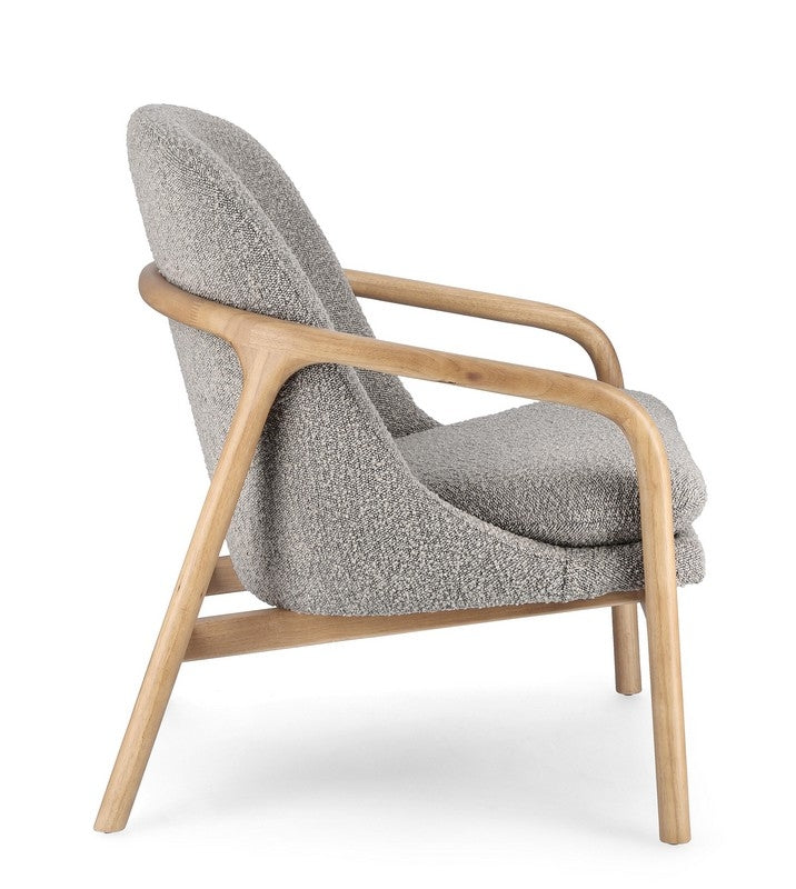 Sillón Tapiz Poliéster Gris Patas De Madera