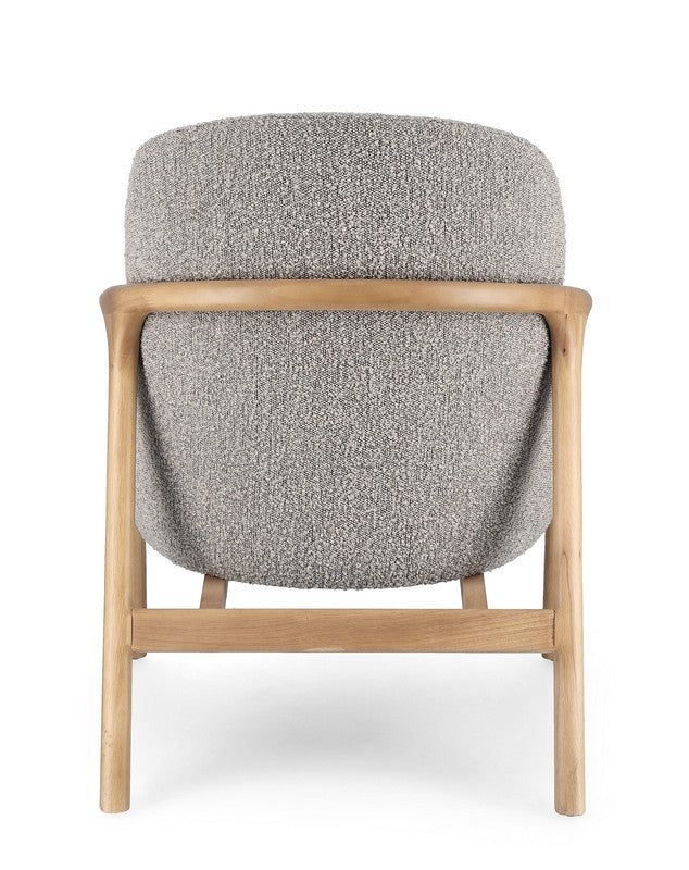 Sillón Tapiz Poliéster Gris Patas De Madera