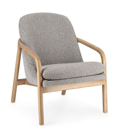 Sillón Tapiz Poliéster Gris Patas De Madera