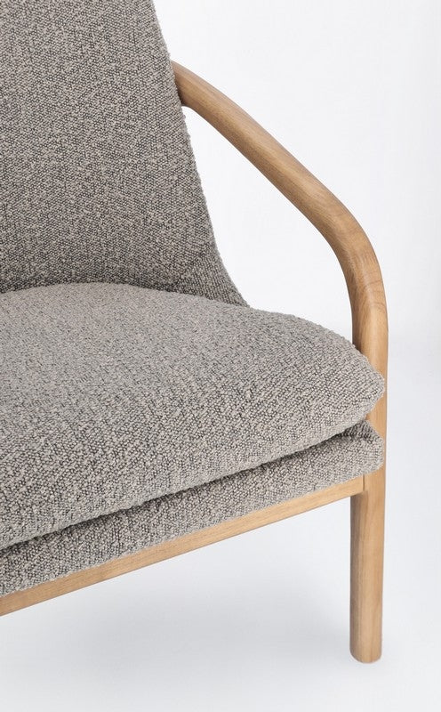 Sillón Tapiz Poliéster Gris Patas De Madera