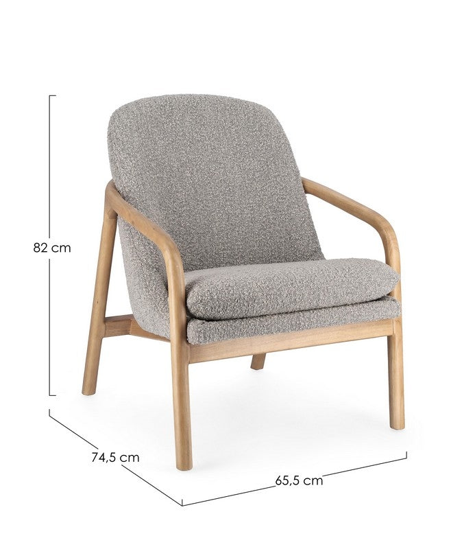 Sillón Tapiz Poliéster Gris Patas De Madera