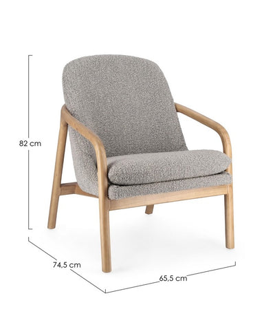 Sillón Tapiz Poliéster Gris Patas De Madera
