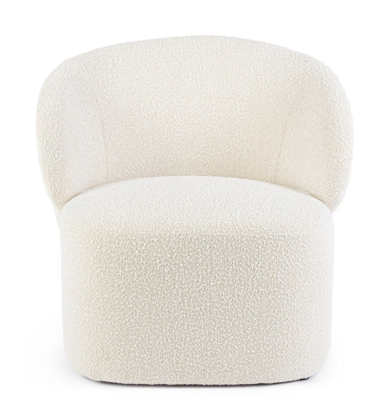 Sillón Tapizado Poliéster Beige Estructura De Madera