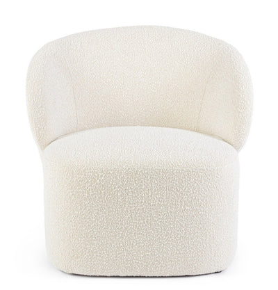 Sillón Tapizado Poliéster Beige Estructura De Madera