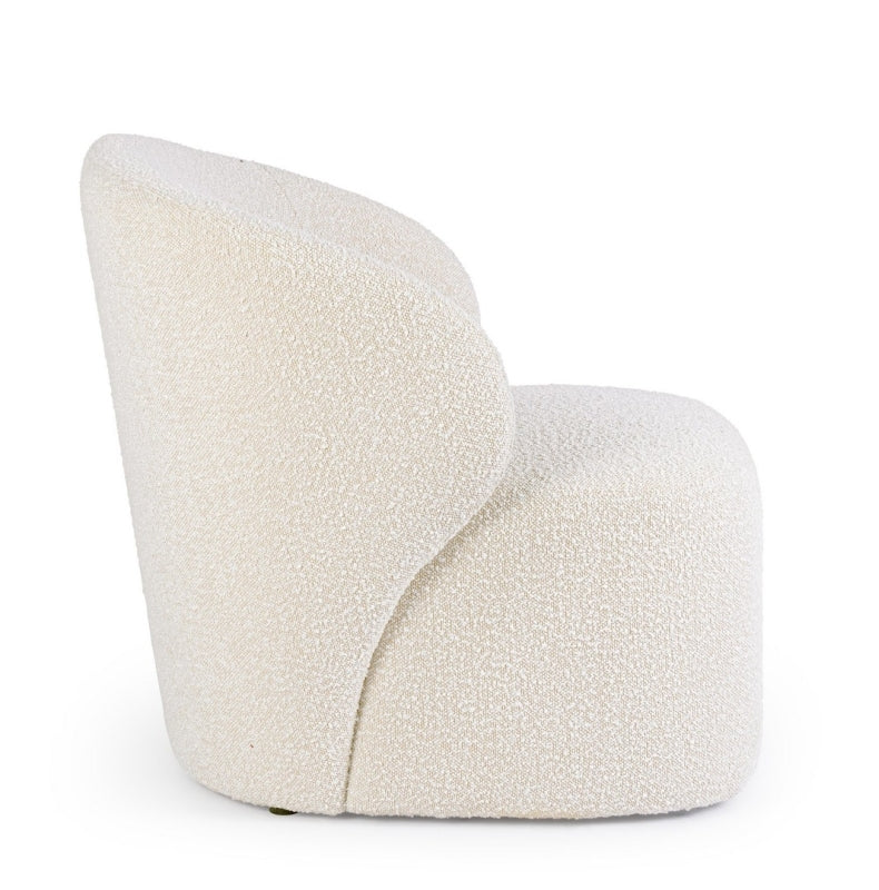 Sillón Tapizado Poliéster Beige Estructura De Madera