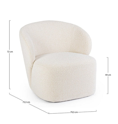 Sillón Tapizado Poliéster Beige Estructura De Madera