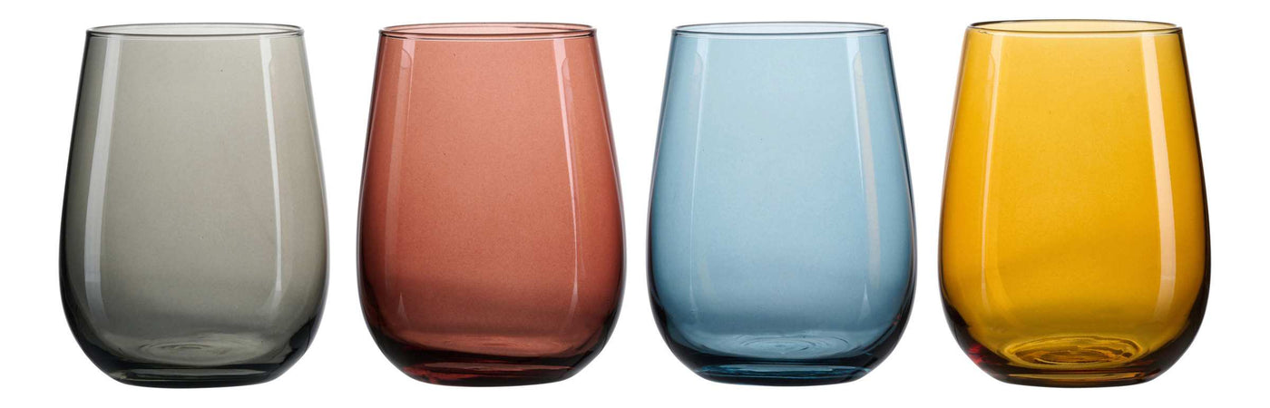 Set X 4 Vasos (Colores) 475 Mltrs De Vidrio