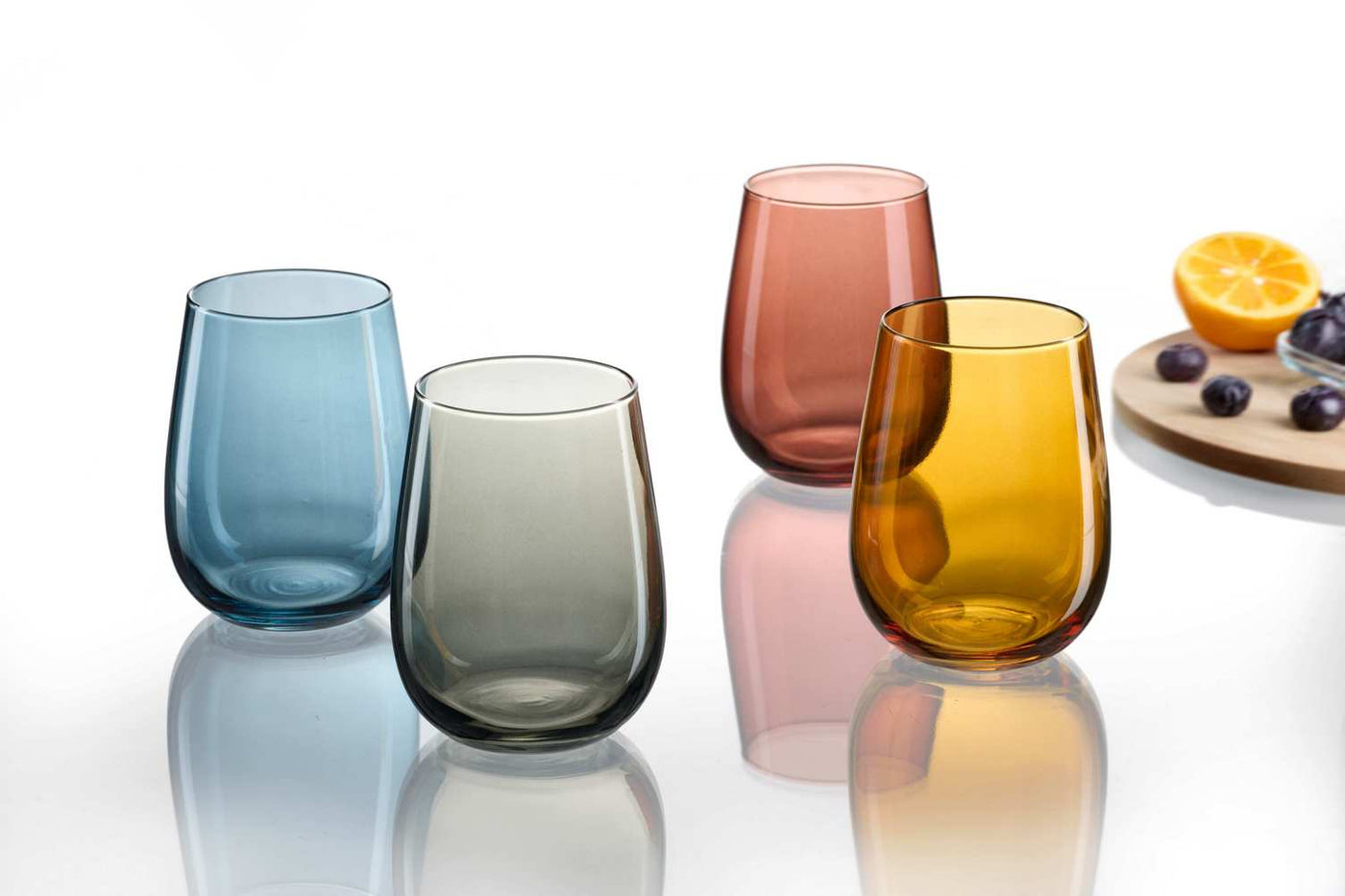 Set X 4 Vasos (Colores) 475 Mltrs De Vidrio