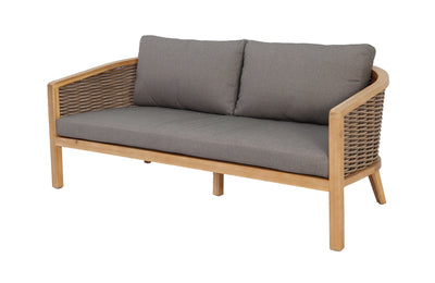 Juego De Terraza (Gris): Sofá + 2 Sillones + Mesa De Centro Con Estructura De Madera Acacia