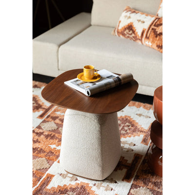 Mesa Auxiliar Base Tapizada Y Tablero De Madera