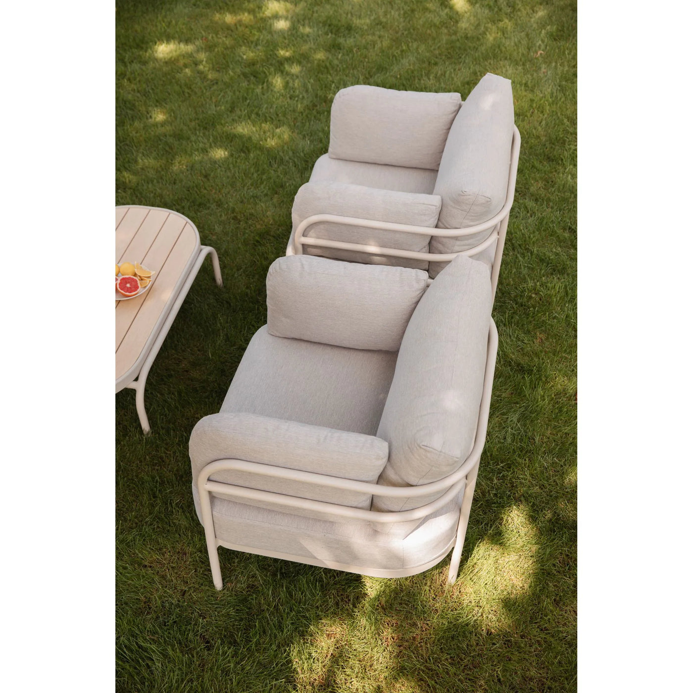 Juego De Sofá Dos Sillones Para Exterior Tapizado (Beige) Estructura De Metal