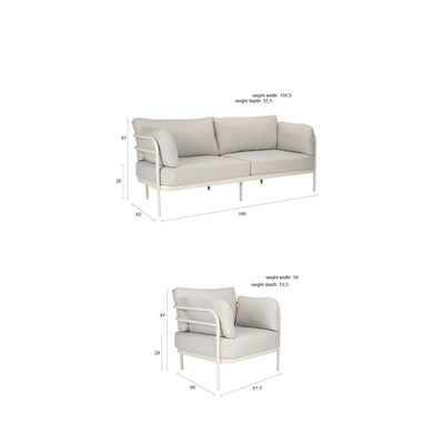 Juego De Sofá Dos Sillones Para Exterior Tapizado (Beige) Estructura De Metal