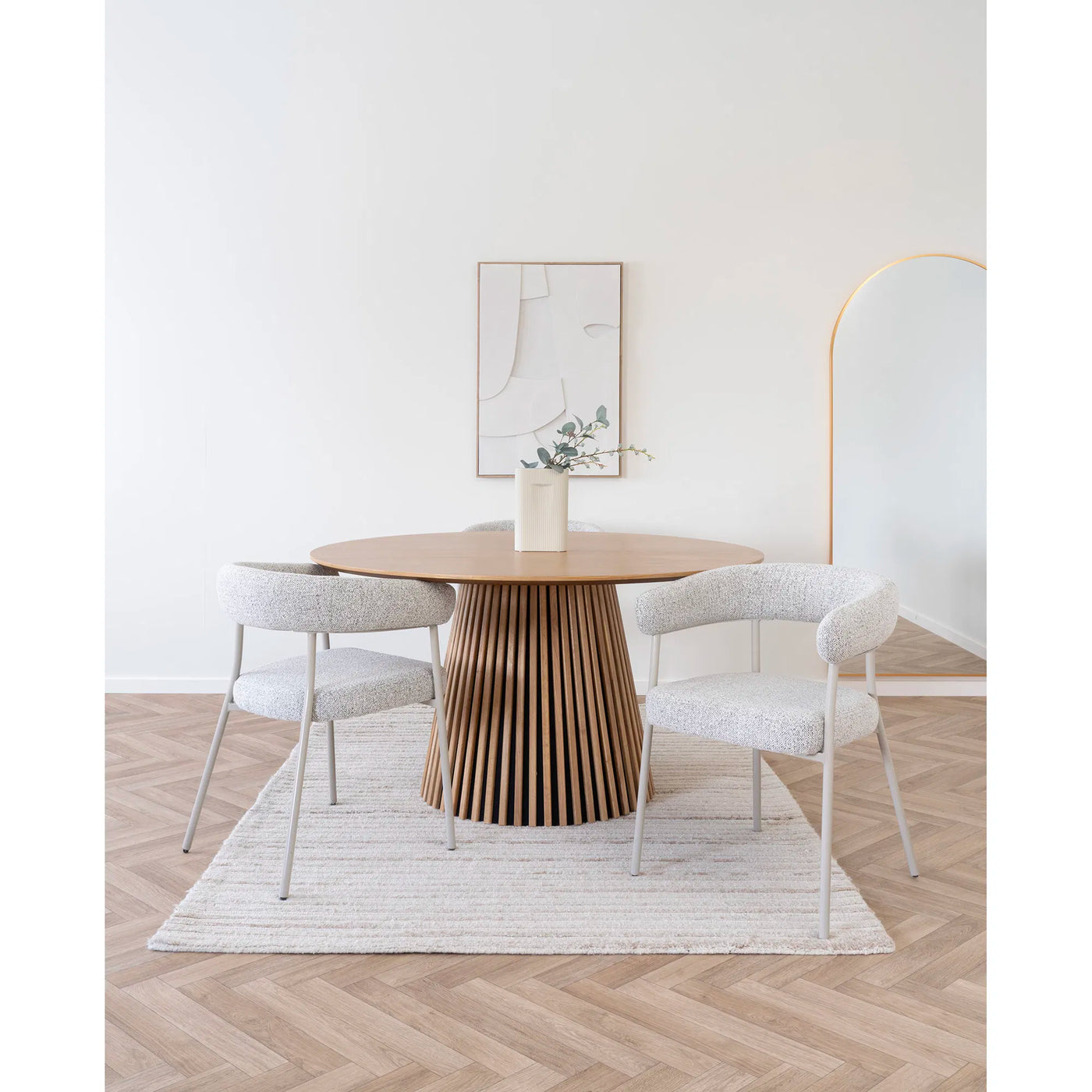 Silla De Comedor Tapizada (Gris Claro) Patas De Metal
