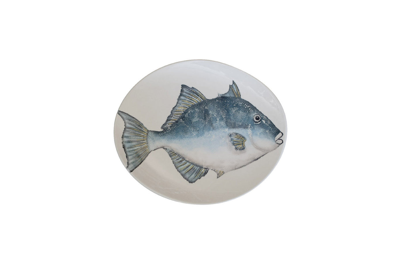 Bandeja Ovalada (Pez Azul) De Cerámica