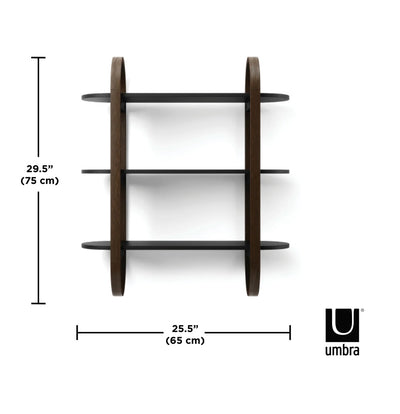 Estante De Pared 3 Niveles (Nogal/Negro) Estructura De Madera