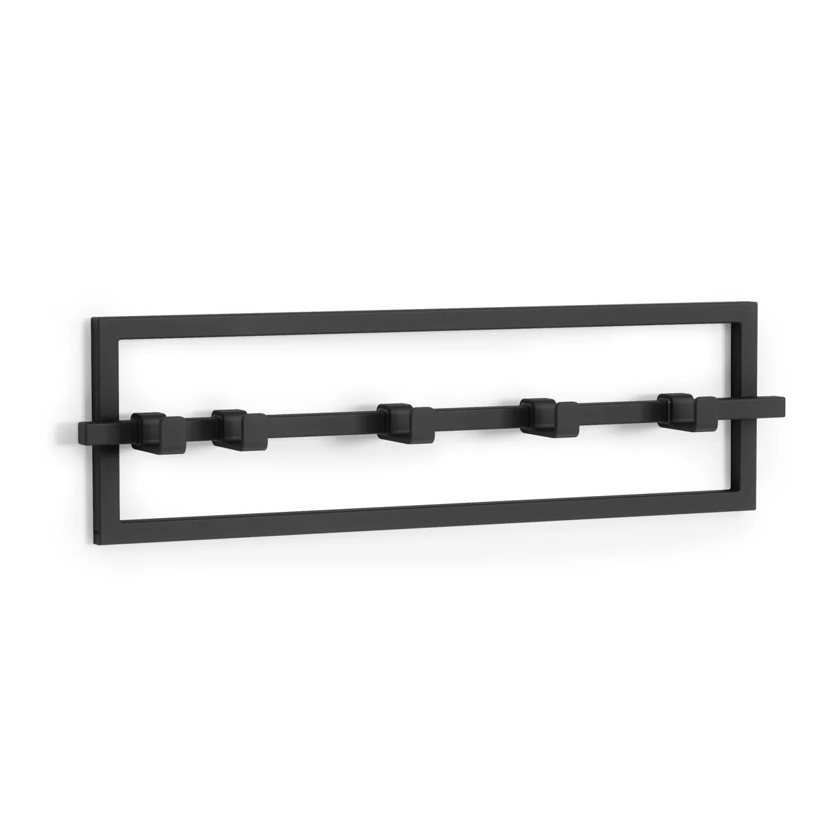 Perchero De Pared (Negro) Con 5 Ganchos De Metal