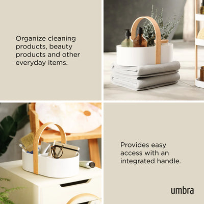 Organizador De Accesorios (Blanco/Natural) Con Asas De Plástico