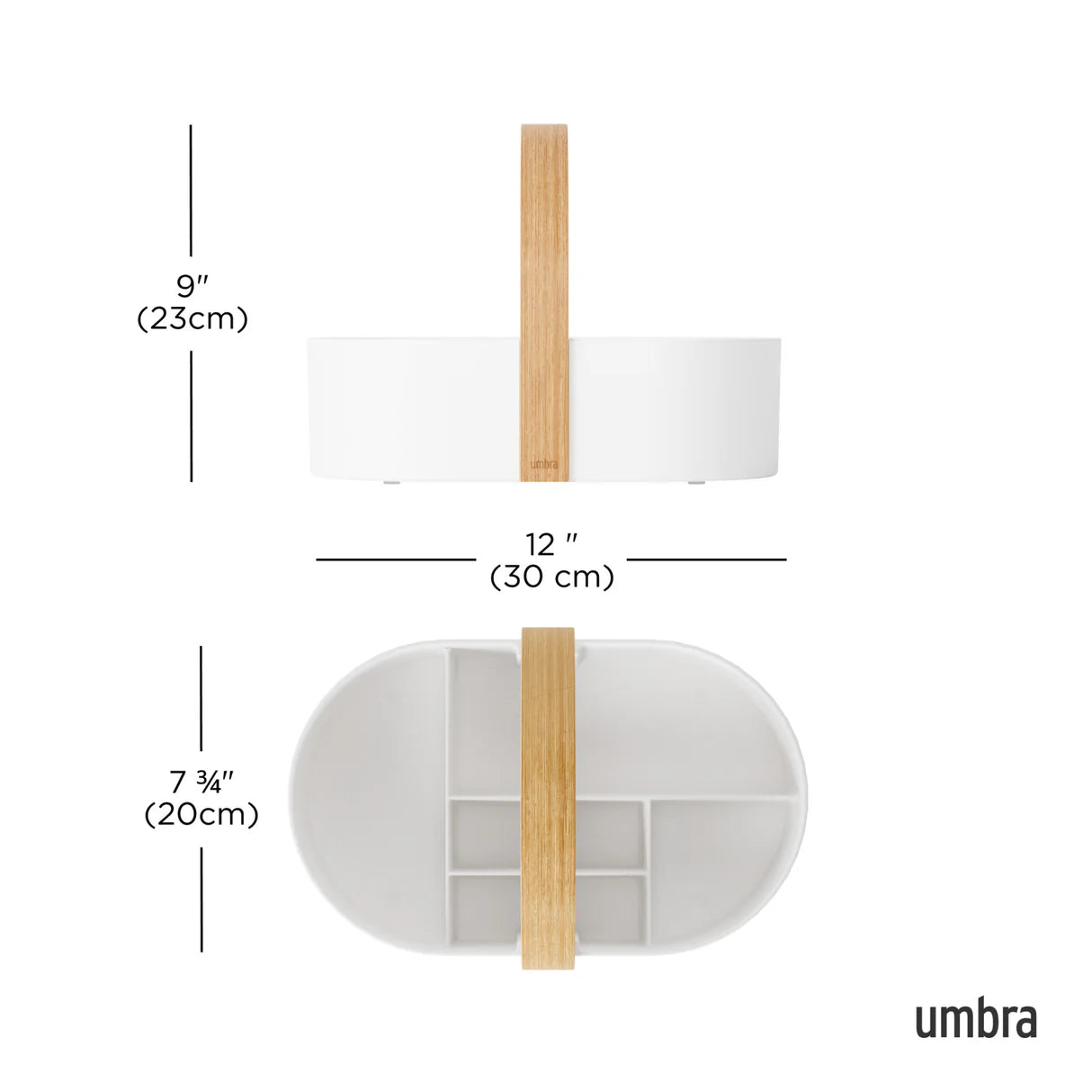 Organizador De Accesorios (Blanco/Natural) Con Asas De Plástico