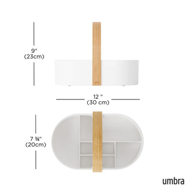 Organizador De Accesorios (Blanco/Natural) Con Asas De Plástico