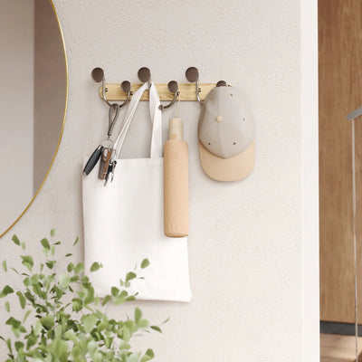 Perchero De Pared Con Gancho De Metal Y Soporte De Madera