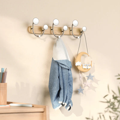 Perchero De Pared Con Gancho De Metal Y Soporte De Madera