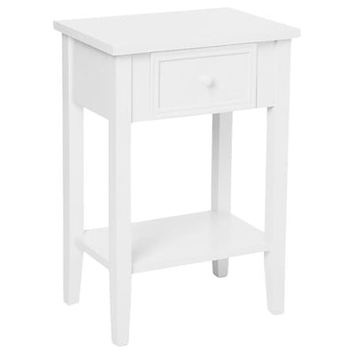 Mesa De Noche Con Un Cajón (Blanco) De Madera