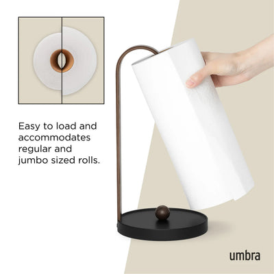 Porta Papel Toalla (Negro/Nogal) De Madera