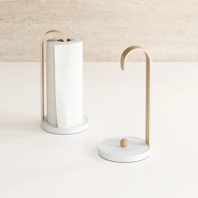 Porta Papel Toalla (Blanco/Natural) De Madera