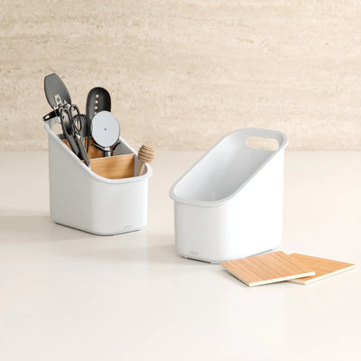 Organizador De Utensilios (Blanco/Natural) De Plástico