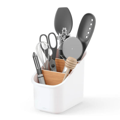 Organizador De Utensilios (Blanco/Natural) De Plástico