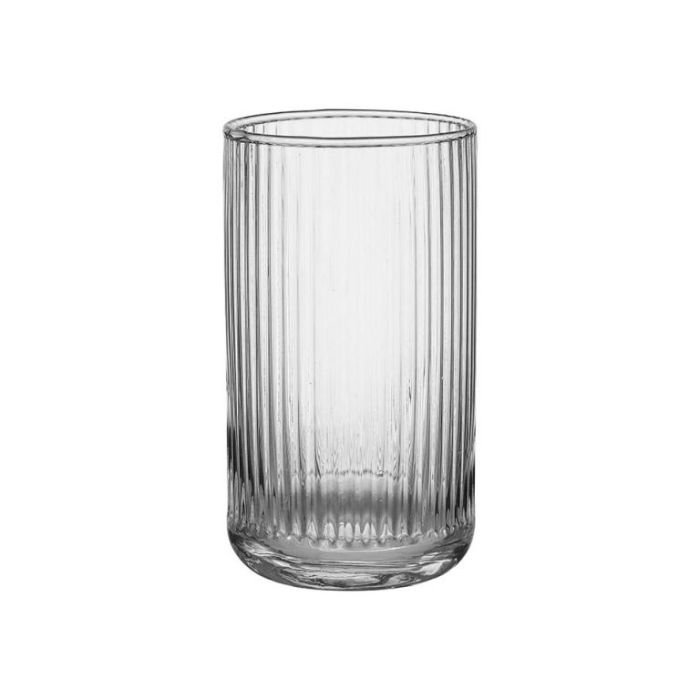 Vaso (Transparente) Estriado Alto De Vidrio