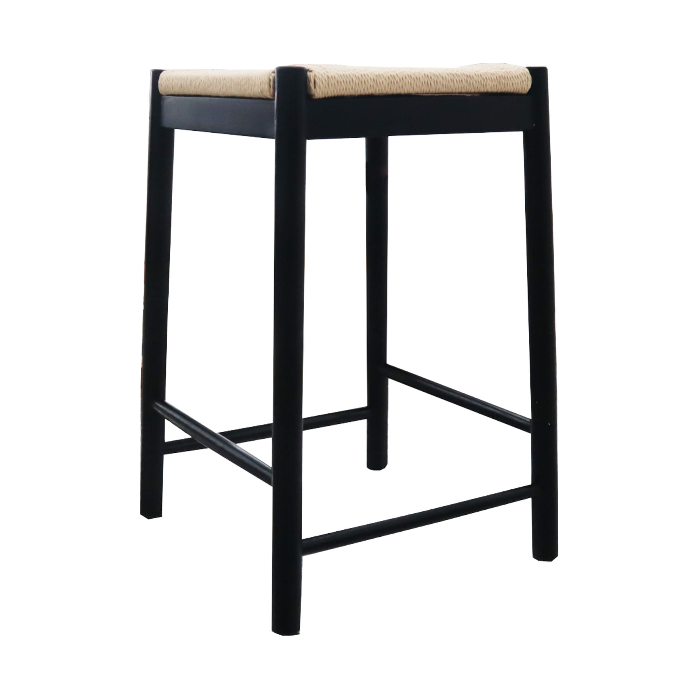 Banca Asiento De Cuerda Color (Negro) Patas De Madera