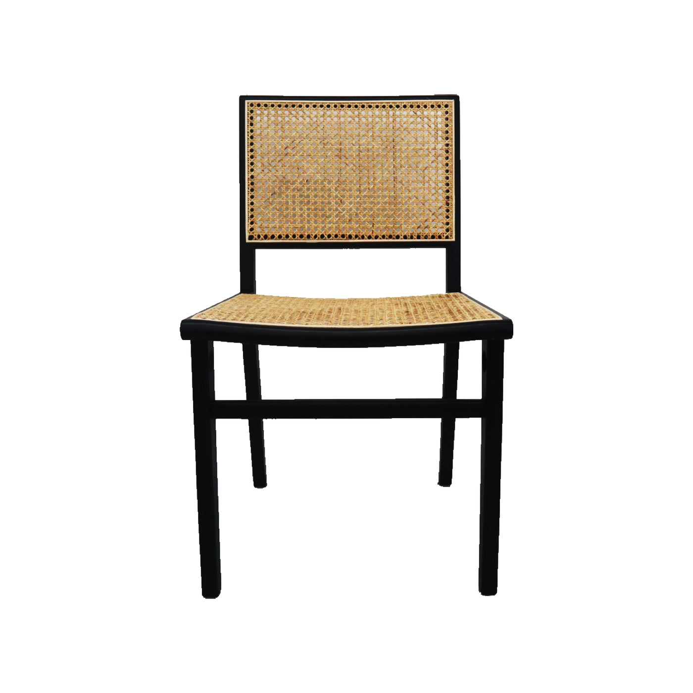 Silla De Comedor Color Negro Tejido De Rattán Estructura De Madera