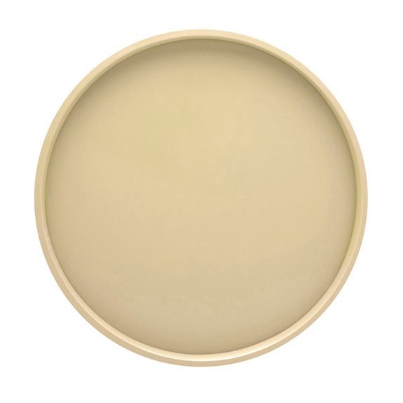 Bandeja (Beige) Redonda 36 Cm Forro Cuerina De Plástico