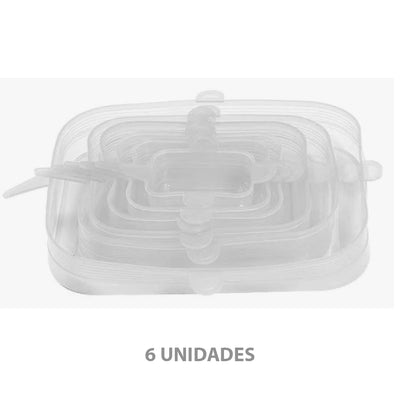 Set de 6 Tapas Elasticas Reutilizables Cuadradas de Silicona