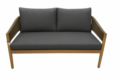 Juego De Terraza (Gris Oscuro): Sofá + 2 Sillones + 2 Mesas De Centro Con Estructura De Madera