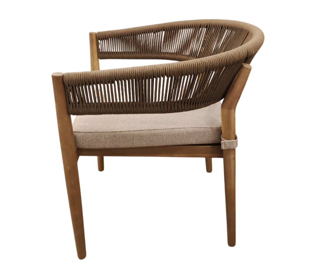 Silla De Comedor (Marrón) Con Cuerda Estructura De Madera