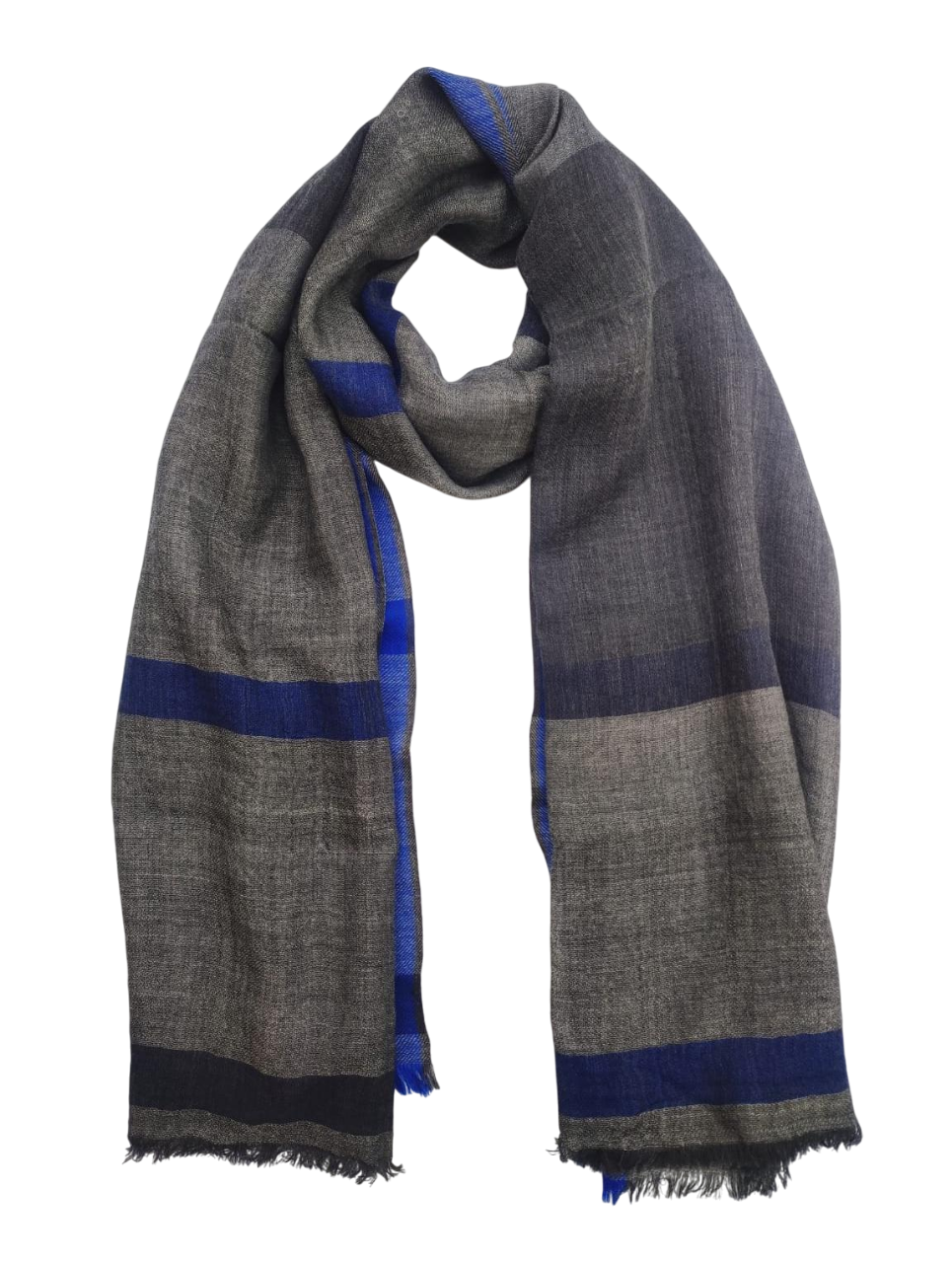 Bufanda Líneas Azul/Gris De Lana
