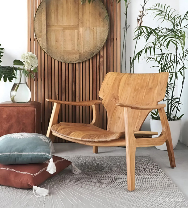 Sillón Decorativo (Natural) Estructura De Madera - Acabado Rústico