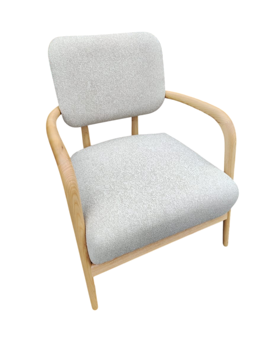 Butaca Tapizado Beige Estructura De Madera