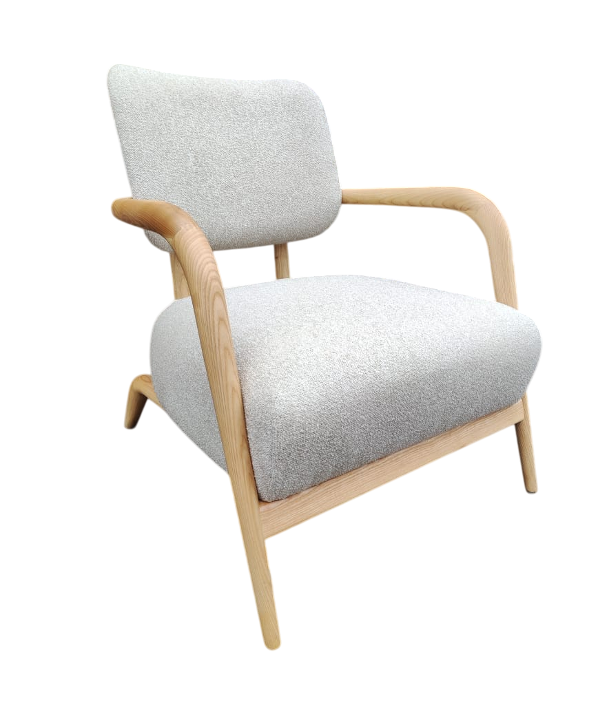 Butaca Tapizado Beige Estructura De Madera