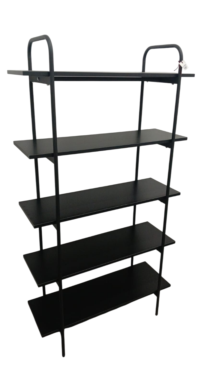 Estante Negro 5 Niveles Tablero De Melamina Y Estructura De Metal