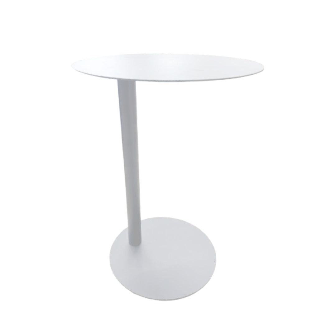 Mesa Auxiliar (Blanco) Tablero Redondo Estructura De Metal