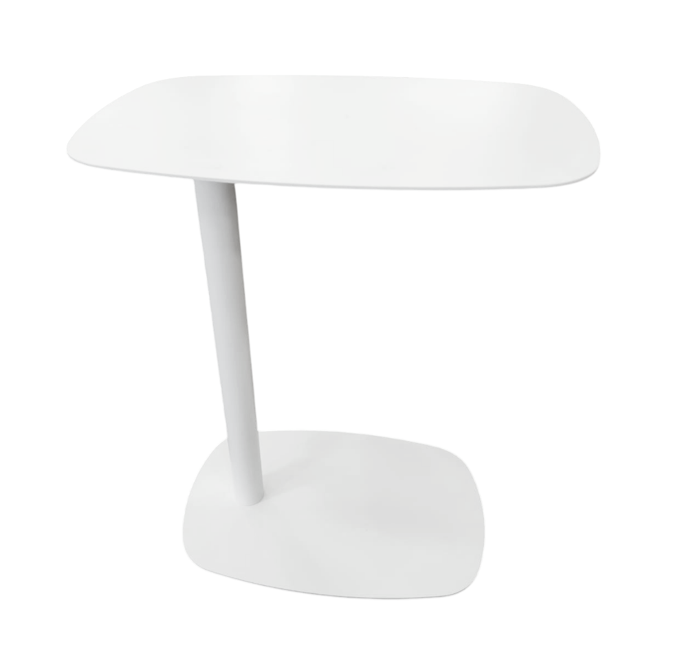 Mesa Auxiliar (Blanco) Tablero Rectangular Estructura De Metal